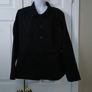 Christopher & Banks black button down lightweight jacket pockets Sz XL  NWT